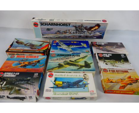 Airfix - Matchbox - Six boxed plastic model kits in various scales, with four incomplete kits (suitable for spares. Kits incl