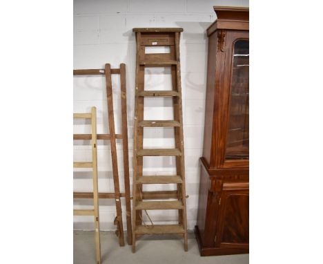 A vintage wooden step ladder , labelled Youngman