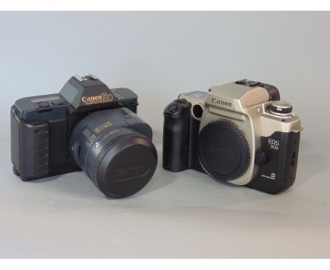 A Canon EOS 50E camera together with a further Canon TAC camera with zoom lens (2)
