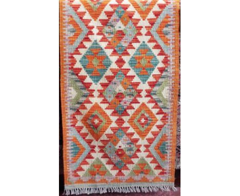 Vegetable dye wool Choli Kelim runner, 205 x 62cm