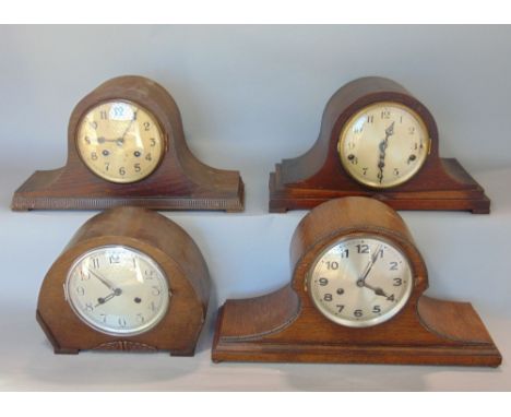 Westminster chime type three train mantle clock together with three others (4)