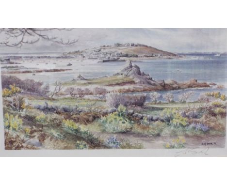 Arthur Bassett Waller (British 1182-1974) - West Coast of Sark, Channel Islands, watercolour on paper, signed and inscribed v