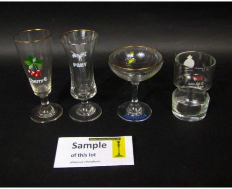A collection of breweryana or branded glasses to include six Babycham flutes, a collection of six waisted Silver Jubilee Coke