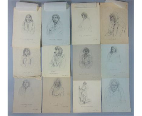 Admiral Sir George Back, RN, FRS (British 1796-1878) a collection of twelve portrait studies of male and female characters, m