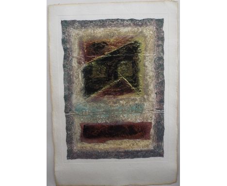 D Daleworth (?) (20th century abstract school) - Insignia I and II, etching with mixed media on handmade paper, signed, one e