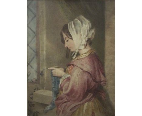 Henry William Pickersgill RA (British 1782-1875) - Half length profile portrait of the Marchioness of Abercorn, in an interio