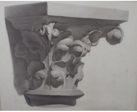 Er (possibly for Ernest) Jones (Early 20th century British school) - A pair of studies of architectural classical style capit