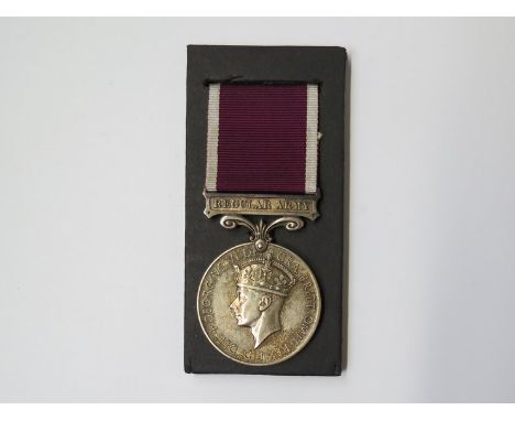 A George VI Long Service and Good Conduct medal (LS + GC) with Regular Army Clasp to 5768262 PTE. W.B. POXON R.NORFOLK