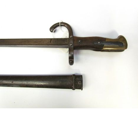 A 19th Century French Gras bayonet with scabbard, dated 1880 