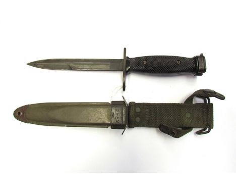 A US M7 bayonet marked MILPAR S154 with M8 A1 scabbard 