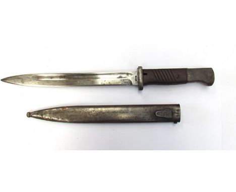 A German Seitengewehr 84/98 bayonet for the Mauser, with steel scabbard 