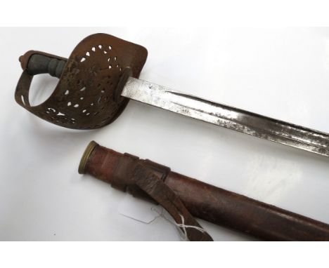 An 1897 pattern George V officer's sword with shagreen grip and brown leather scabbard, maker Henry Wilkinson 