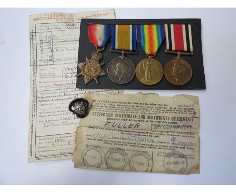 A WWI and later medal group of four consisting of 1914-15 trio and George VI Special Constabulary medal to 1475 PTE. W. FULLE