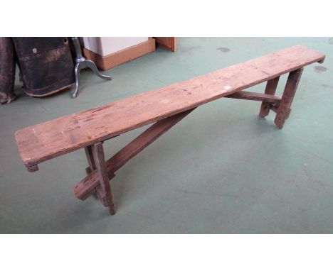 A WWI folding pine bench, stamped "M", Caton & Duckworth 1916