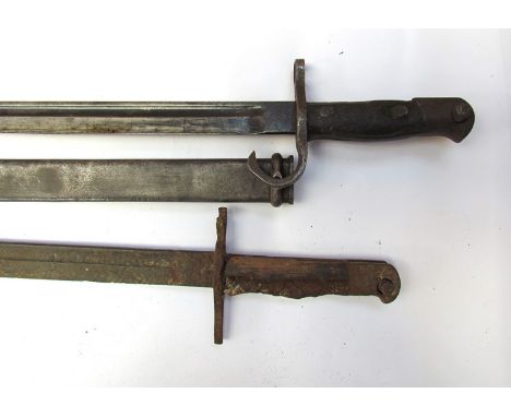 Two Japanese bayonets, one with scabbard, From Bougainville Island, Pacific 