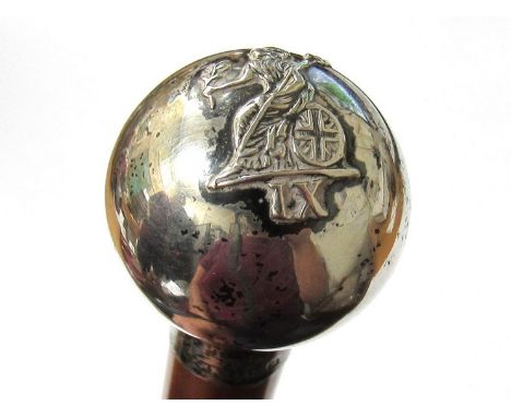 A WWI era Norfolk Regiment swagger stick with spherical knop, Birmingham 1917