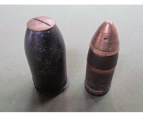 Two WWI shell heads including timer fuse, deactivated 