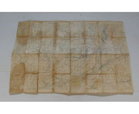 A WWI trench map of the Bouzincourt Area (between Amiens and Arras) dating to 24.06.18 with hand annotations, together with a