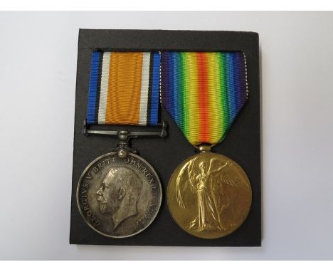 A WWI pair of medals to casualty 33860, PTE. T.A. BUTLER NORF. R (7th Bn) killed on 08/08/1918