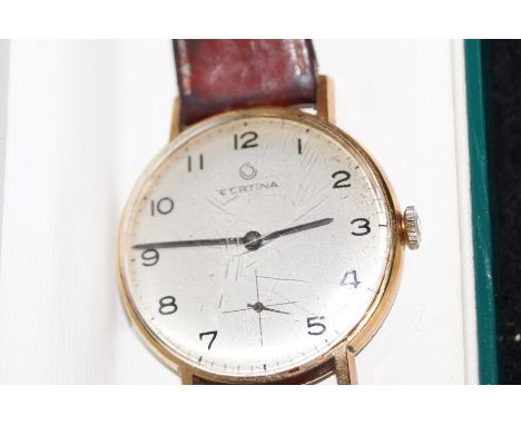 Gents Certina vintage wristwatch 9ct gold cased. Currently ticking