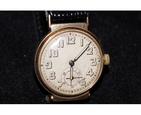 Vintage 9ct gold cased wristwatch currently ticking