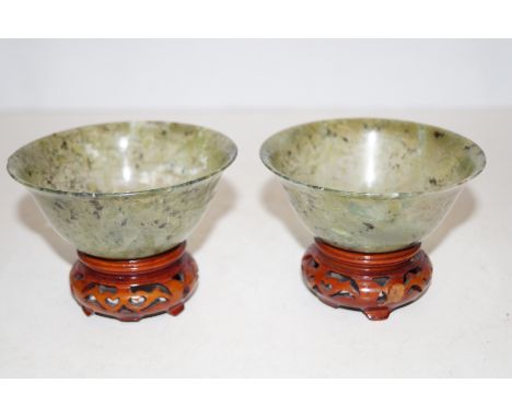 Pair of jade bowls one A/F Diameter 10cm