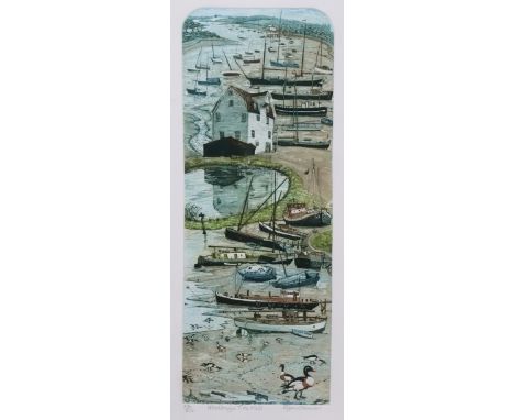 GLYNN THOMAS (b. 1936). “Woodbridge Tide Mill”, coloured etching, signed, inscribed &amp; numbered 87-200, in pencil, with ar