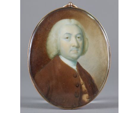 CHARLES ROBERTSON (Irish, c.1760-1821) A portrait miniature of a gentleman, wearing powdered wig, brown jacket &amp; waistcoa