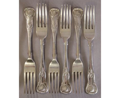 A set of six Scottish William IV silver King’s pattern (single-struck) table forks; Edinburgh 1835, maker’s marks of James &a