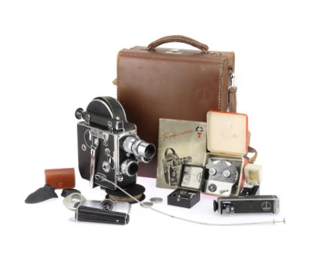 A Bolex H16 Standard 16mm Motion Picture Camera, black &amp; chrome, serial no. 65699, body F-G, motor appears to wind &amp; 