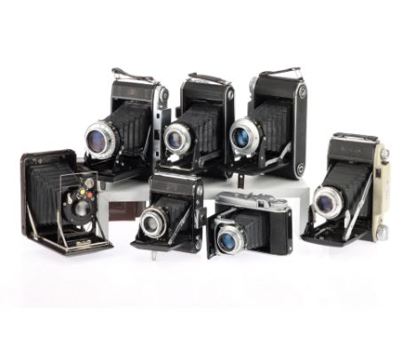 A Good Selection of Folding Cameras, to include a Kamera Werkstatten Patent Etui, body VG, shutter working, optics G, some ha