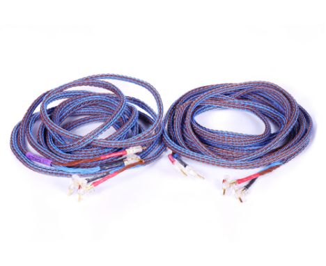 A Pair of Russ Andrews Kimber Kable Crystal-24 Speaker Cable, terminated with plugs, overall lenght 7.8 meters each Note: Thi