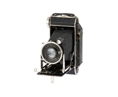 A Beier Rifax Medium Format Folding Rangefinder Camera, 1937, black, serial no. 3286790 (to the side of Compur shutter), with