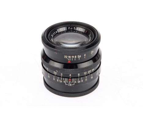 A Carl Zeiss Jena Biotar f/2 58mm Lens, black, serial no. 3424819, body, VG, elements, F, cleaning marks to the front element