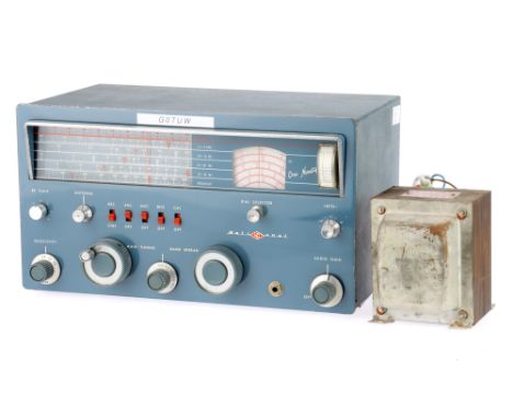 A National NC-190 Shortwave Radio Receiver / Broadcaster, blue, body G-VG, with a home-made power supply, appears to be worki