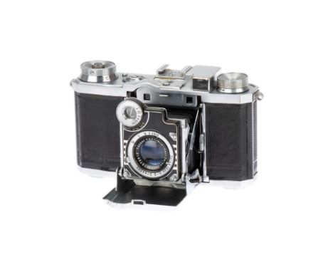 A Zeiss Ikon Super Nettel II (537/24) Rangefinder Camera, 1936-38, chrome, serial no. B22693, with Carl Zeiss Jena Tessar f/2