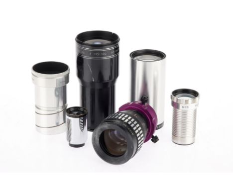 A Mixed Selection of Projection Lenses, to include a Gino-SC Anamorphic Adapter 16, body F-G, with tri-screw friction mount, 