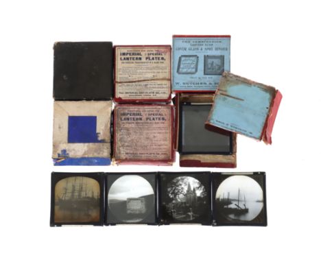 A Collection of Glass Lantern Slides five boxes of 3¼in.slides, boxes from Imperial Dry Plate Company and W.Butcher &amp; Son