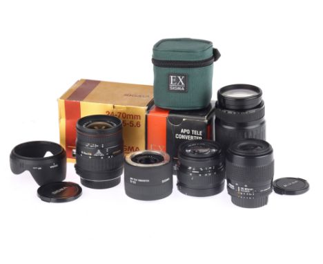 A Mixed Selection of Camera Lenses, to include a Nikon 35-80mm D lens, body G, optics P, some fungus present, also with a Sig