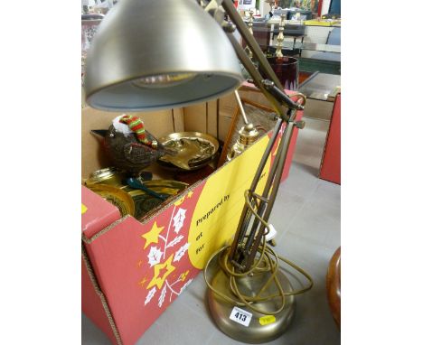 Modern brushed metal anglepoise lamp