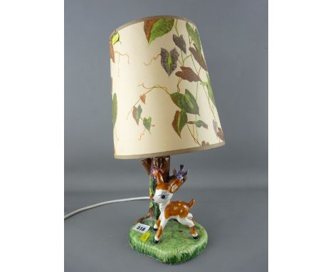 Barstow bambi type pottery lamp and shade
