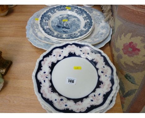 Quantity of Ashworth Ironstone plates, blue and white plates