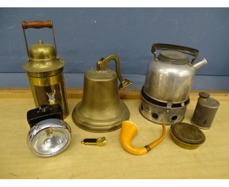 Collectors lot to include brass bell, lantern and pipe etc&nbsp;