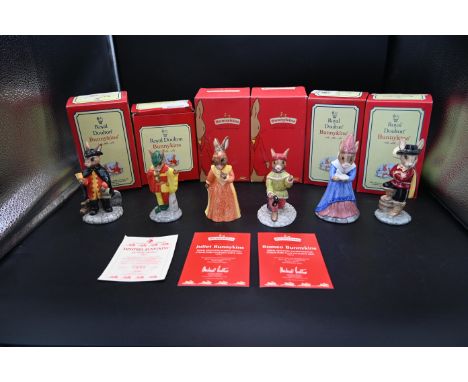 6 Royal Doulton Bunnykins Figurines to incl Romeo and Juliet (International collectors Club), Special/Limited editions of Cav