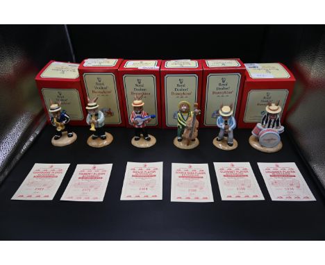 6 Royal Doulton Bunnykins Special Edition Figurines from the Jazz Band Collection to incl Saxophone Player 2383/2500, Drummer