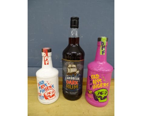 Dead Man's Fingers Passion Fruit, Dead Man's Fingers Strawberry Tequila Cream Liqueur and a bottle of Caribbean dark rum&nbsp