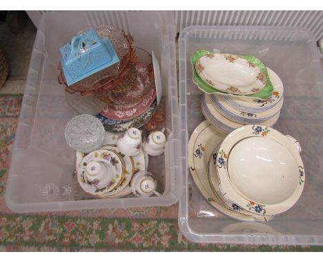 Assorted china and glass inc Midwinter part dinner set in 2 crates