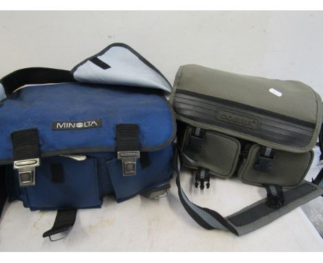 Minolta camera/lenses/flash etc in bag and Canon camcorder with chargers etc in bag inc new sealed cassette tapes&nbsp;
