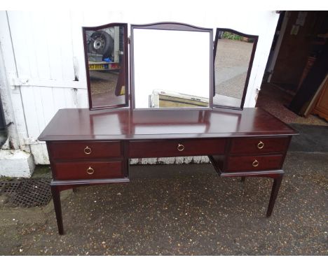 Stag dressing table with stool and headboard. Dressing table H72cm W153cm D47cm approx&nbsp;