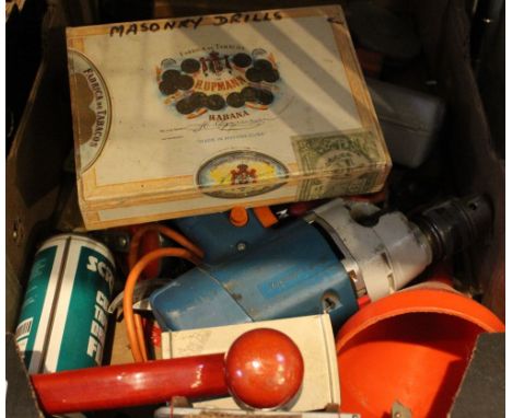 A box of miscellaneous tools, masonry drills etc